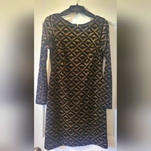 Black & Gold Jessica Howard Velvet Cocktail Dress - Sz 6
